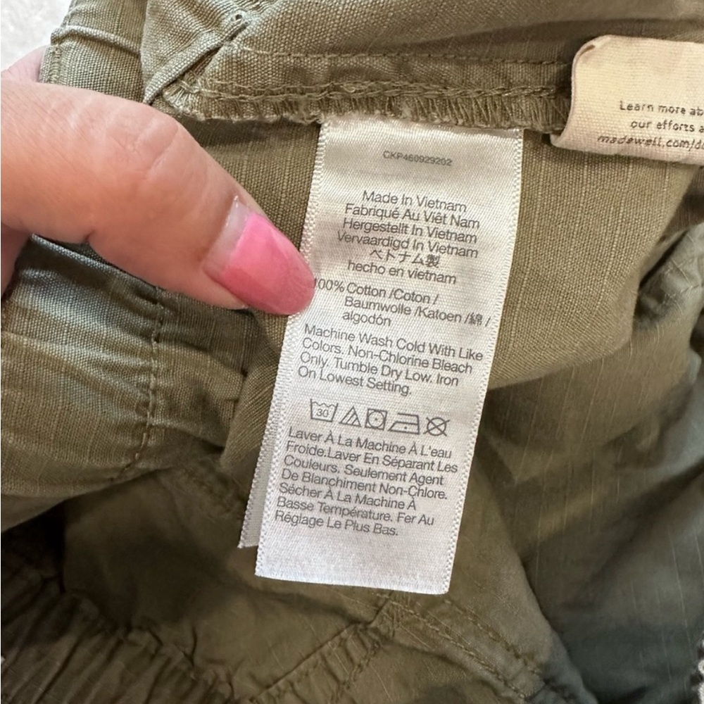 Madewell Cotton Ripstop Pull-On Straight Cargo Pants in Khaki Green Size L - Picture 9 of 11